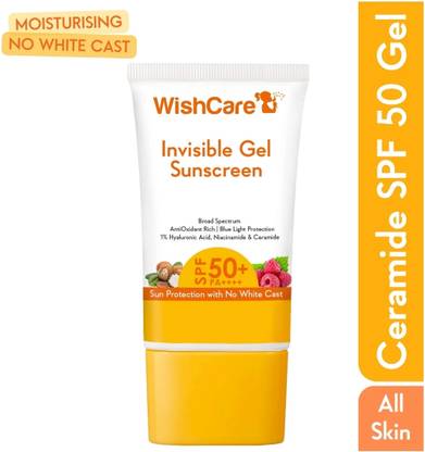 WishCare Sunscreen - SPF 50+ PA++++ Invisible Gel Sunscreen - Oil Free, Broad Spectrum with No White Cast