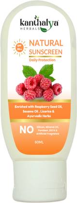 Kanthalya HERBALS Sunscreen - SPF 50 PA++ Natural Enriched With Raspberry Seed Oil ,Sesame Oil,Licorice & Ayurvedic Herbs