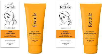 Foxtale Sunscreen - SPF 50 PA++++ Golden Hour SPF50 Glow Sunscreen PA++ VitaminC & Niacinamide Dewy Glow Each 80ml