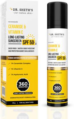 Dr. Sheth's Sunscreen - SPF 50 PA++++ Ceramide & Vitamin C Long-Lasting Sunscreen