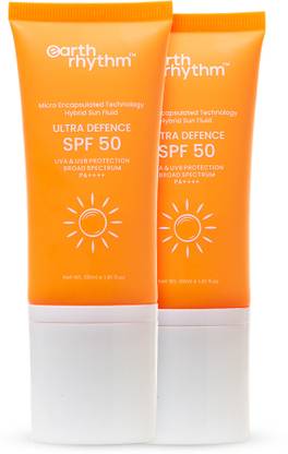 Earth Rhythm Sunscreen - SPF 50 PA+++ Sunscreen for All Type Skin, Non Sticky - (50 ml x 2)(Pack of 2)