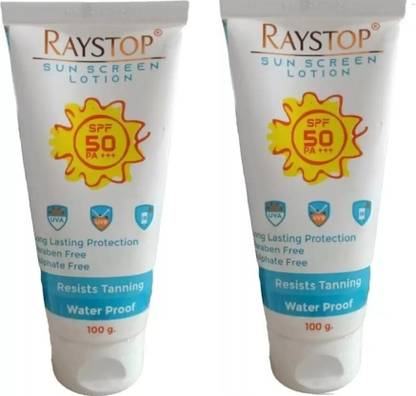 RAYSTOP Sunscreen - SPF 50 PA+++ SUN SCREEN LOTION 100gm(PACK OF 2)(100gm*2)SPF 50 PA+++