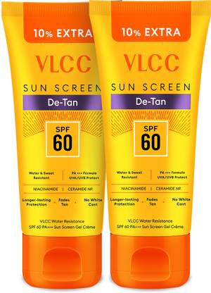 VLCC Sunscreen - SPF 60 PA+++ De-Tan Water Resistant Sunscreen 100 g with 10 g Extra (Pack of 2)