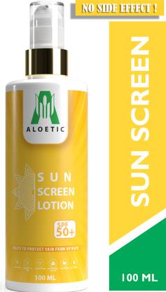 ALOETIC Sunscreen - SPF 50 PA+++ Sunscreen - SPF 50+ PA+++ Sun Shield Sandalwood Lotion with UVB/UVA