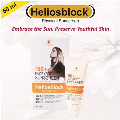 HELIOSBLOCK Sunscreen - SPF 50 PA+++ Anti Pollution Active & Face+Body Sunscreen