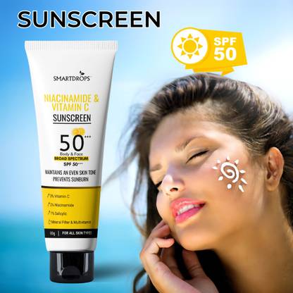 smartdrops Sunscreen - SPF 50 PA++ Sunscreen Creem For Deeply Hydrating & Moisturising | for All Skin Types