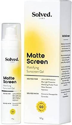 Solved Labs Sunscreen - SPF 50 PA+++ Matte Sunscreen SPF50 PA+++Blue light Protection with Ceramides and Hexapeptides