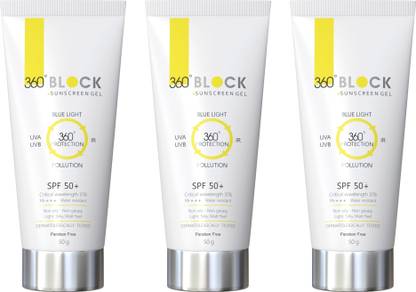 360 Block Sunscreen - SPF 50 PA+ Gel SPF 50+ Protection Against Blue Light, UVA, UVB & IR
