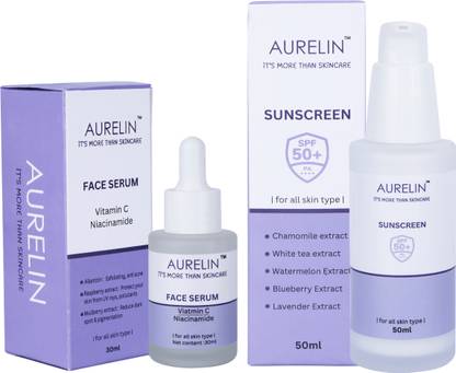 AURELIN Sunscreen - SPF 50 PA++++ sunscreen & vitamin C face serum combo