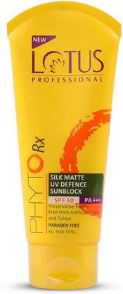 Lotus Professional Sunscreen - SPF 50 PA+++ Phyto-Rx Silk Matte UV Defence Sunblock.