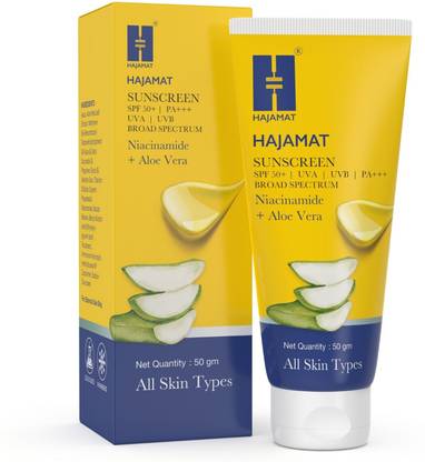 Hajamat Sunscreen - SPF 50 PA+++ SPF 50 Sunscreen for women & men, Broad Spectrum, No White Cast, Water Resistant
