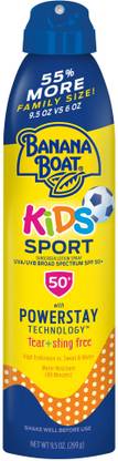 Banana Boat Sunscreen - SPF 50 PA+ Kids Sport Sting-Free,Tear-Free, Broad Spectrum Sunscreen Spray, SPF 50+