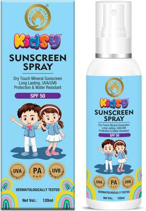 मॉम & वर्ल्ड Mineral Based Kids Sunscreen Spray SPF 50, Water Resistant, UVA/UVB PA+++, 120ml - Safe for Baby and Kids SPF - 50 PA+++