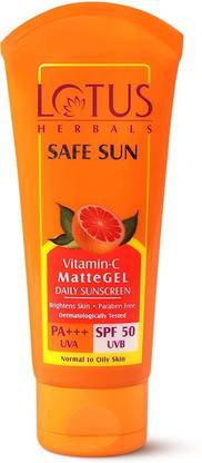 LOTUS HERBALS Sunscreen - SPF 50 PA+++ Safe Sun Vitamin-C MatteGEL Daily Sunscreen SPF 50 PA+++