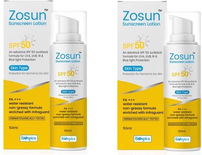 Zosun Sunscreen - SPF 50 PA+++ Sunscreen Lotion 50ML (Pack Of 2)