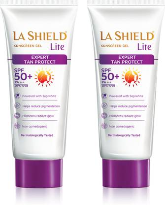 La Shield Sunscreen - SPF 50 PA+++ Lite SPF 50+ & PA+++ Anti-Tanning Sunscreen Gel, 50g x 2