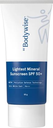 Be Bodywise Sunscreen - SPF 50+ PA++++ Lightest Mineral Sunscreen | 100% Mineral Actives | Broad Spectrum Protection
