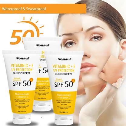 Sonavi Sunscreen - SPF 50 PA+++ Sunscreen Cream Daily Glow With Vitamin C+E For Sun Protection