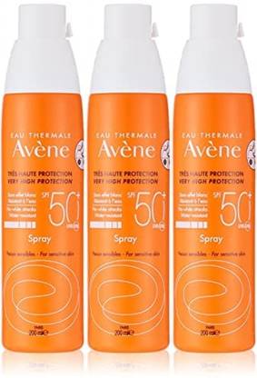 Avene Sunscreen - SPF 50 PA+ High Protection Sunscreen,200 ml x Pack of 3