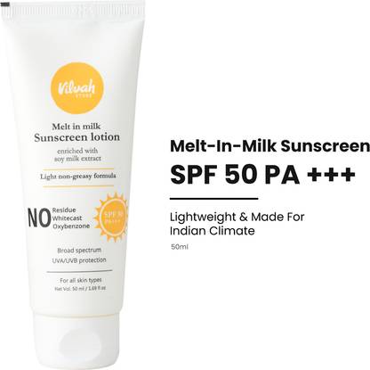 Vilvah Store Sunscreen - SPF 50 PA+++ Melt-In-Milk Sunscreen SPF 50