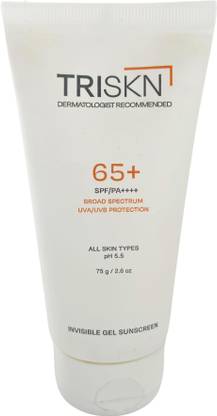 TRISKN Sunscreen - SPF 65+ PA++++ Invisible Gel Sunscreen, 75g | SPF 65+ PA++++ | UVA/UVB Protection