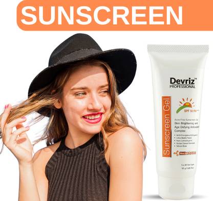 DEVRIZ PROFESSIONAL Sunscreen - SPF 50 PA+++ Blue Light Protection Sunscreen Gel With Vitamin E For Men & Women