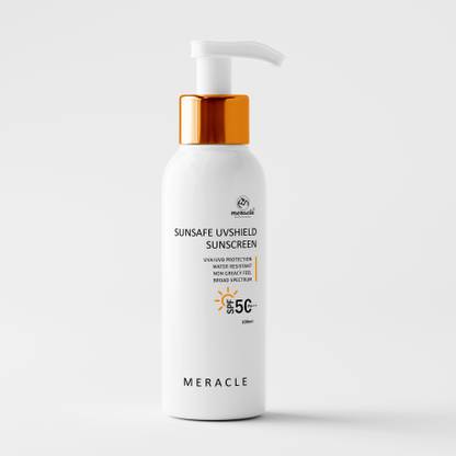मेरेकल प्रीमियम क्वालिटी सन सेफ और सन ब्लॉक सनस्क्रीन SPF - 50 PA+++