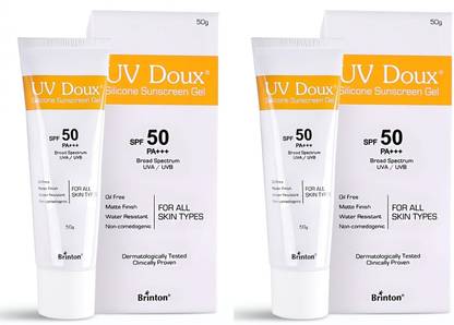 Brinton Sunscreen - SPF 50 PA+++ UV Doux Silicone Sunscreen ,50g x Pack of 2
