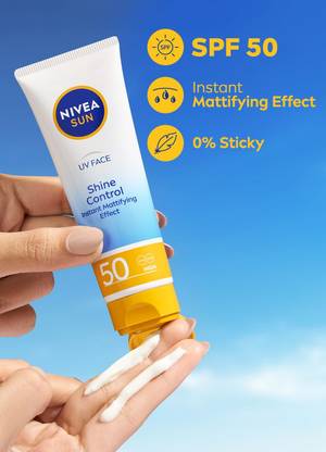 NIVEA Sunscreen - SPF 50 Shine Control, UVA UVB, Lightweight, No white cast, For Men & Women