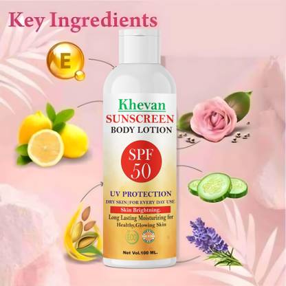 Khevan Sunscreen - SPF 50 PA++ Super Bright Sunscreen SPF 50 | Water-Light, UVA/UVB & Blue Light Protection