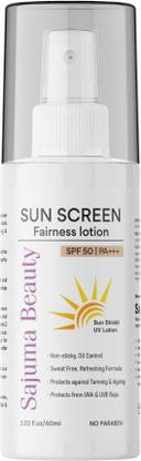 Sajuma Beauty Sunscreen - SPF 50 SPF 50 suncream blocks 98% UVB and UVA, guarding skin and limiting tanning.