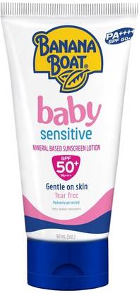 Banana Boat Sunscreen - SPF 50 PA++++ Baby Sensitive Sunscreen Lotion SPF 50+ PA+++ 90 ml