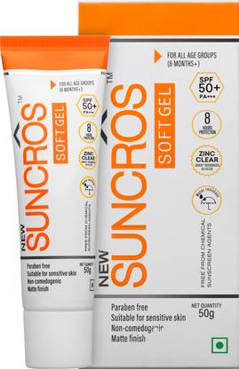 Suncros Sunscreen - SPF 50+ PA++ Sunpharma Softgel Sunscreen, SPF 50+ & PA+++, 8-Hour Sun Protection