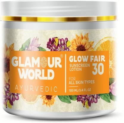 Glamour World Ayurvedic Sunscreen - SPF 50 Glow Fair 30 Sunscreen Lotion