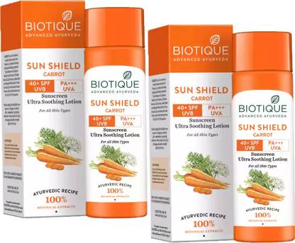 BIOTIQUE Sunscreen - SPF 50 Sun Shield Carrot Ulta Lotion ( 190*2 )