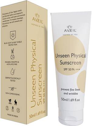 Aveil Sunscreen - SPF 50 PA+++ Unseen Physical Sunscreen SPF 50 PA+++ 50 ml