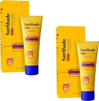 SunShade Sunscreen - SPF 50 PA+++ ultra block lotion pack of 2