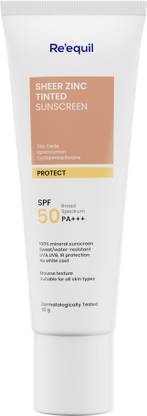 Re'equil Sunscreen - SPF 50 PA+++ SHEER ZINC TINTED SUNSCREEN - 100% MINERAL SUNSCREEN