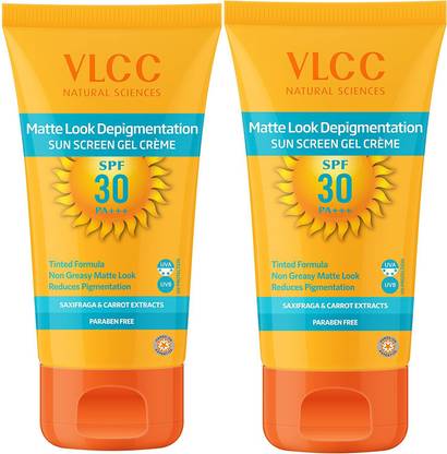 VLCC Sunscreen - SPF 30 PA+++ Matte Look Depigmentation SPF 30 Premium Sunscreen Gel Cream Combo (100gm X 2)