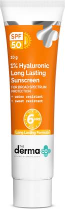 The Derma Co Sunscreen - SPF 50 PA++++ 1% Hyaluronic Long Lasting Sunscreen with Hyaluronic Acid & Vitamin E