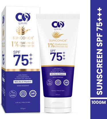 CO Sunscreen - SPF 75 PA+++ Luxury Water Resistant Sunscreen UVA & UVB Protection with Vitamin C & Zinc
