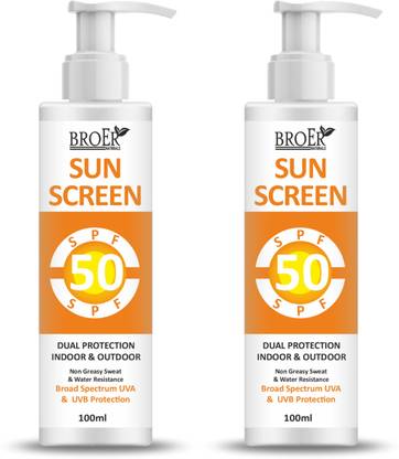 BROER Sunscreen - SPF 50 PA+++ Sunscreen SPF 50 PA+++ Daily Broad Spectrum UVA & UVB Protection - Quick Absorb