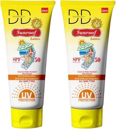 DOOMSDAY Sunscreen - SPF 50 PA++ SUNROOF SUNSCREEN LOTION FULL PROTECTION SUN UVA/UVB RAYS PACK OF 60ml x 2