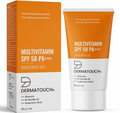 Dermatouch Sunscreen - SPF 50 PA+++ Multivitamin Gel | UVA-UVB Protection | Zero White Cast