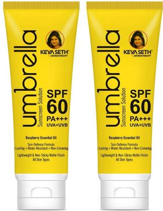 KEYA SETH AROMATHERAPY Sunscreen - SPF 60 PA+++ Umbrella Sunscreen Solution SPF 60 Broad Spectrum Protection No White Cast