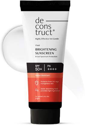 deconstruct Sunscreen - SPF 50 PA++++ | Fluid Brightening Sunscreen- Dry Skin 8 hours long lasting|