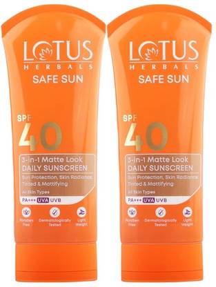 LOTUS HERBALS Sunscreen - SPF 40 SPF40(75g*2)3in1 Matte look daily cream