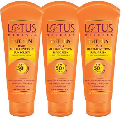 LOTUS HERBALS Sunscreen - SPF 50 PA+++ SAFESUN DAILY MULTI FUNCTION SUNSCREEN