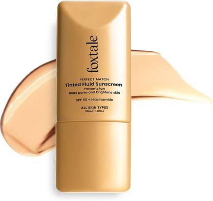 Foxtale Sunscreen - SPF 50 PA++++ Tinted Fluid Sunscreen with SPF Niacinamide Shade Sand