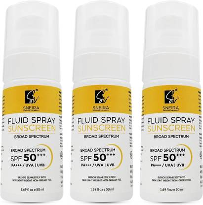 SNEIRA Sunscreen - SPF 50 PA+++ Fluid Spray Sunscreen ( Pack of 3 ) - SPF 50 PA+++